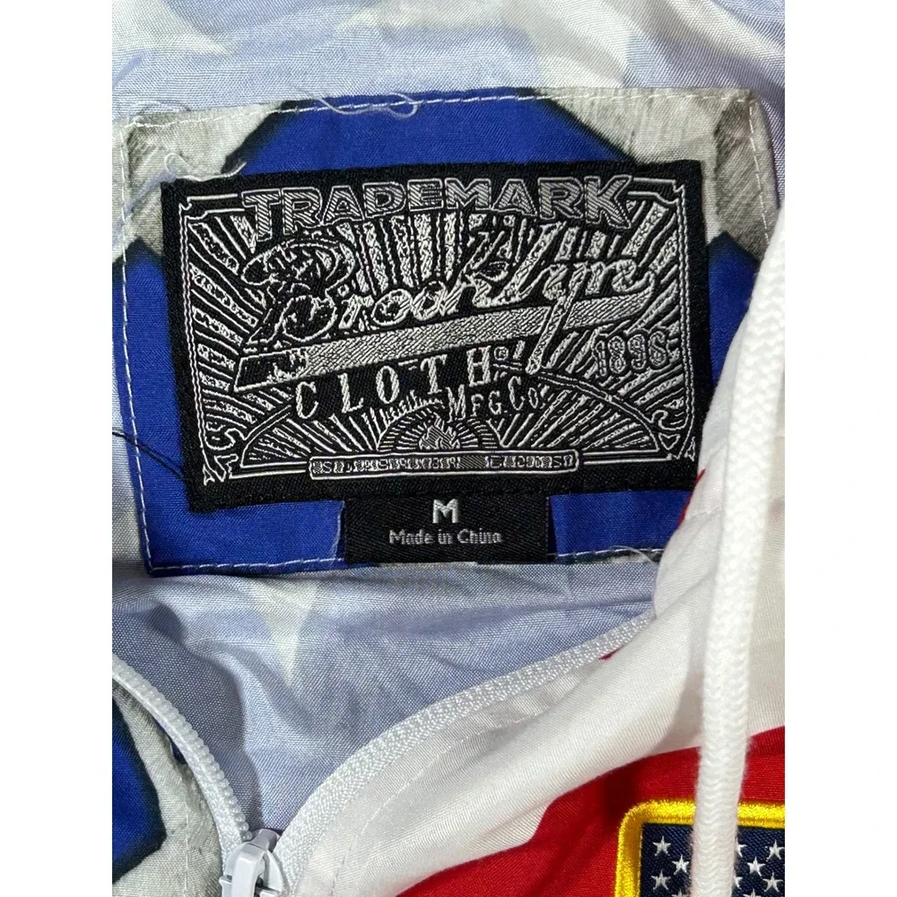 Brooklyn Cloth Mens USA Flag Windbreaker Jacket Stars Stripes Red White Blue M
